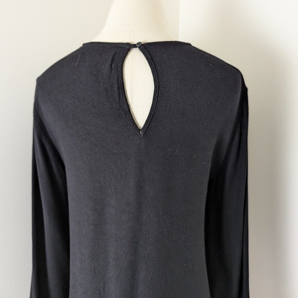 Anthropologie Cloth & Stone Black Blouse Long Sleeve Bell Statement Wide Scoop - Picture 8 of 10